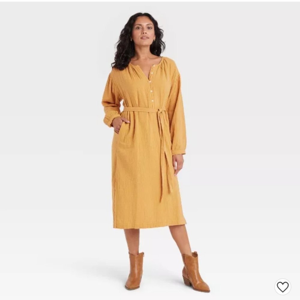 Balloon Long Sleeve Tie-Front Shirtdress-Universal Thread™Multiple Sizes 7
